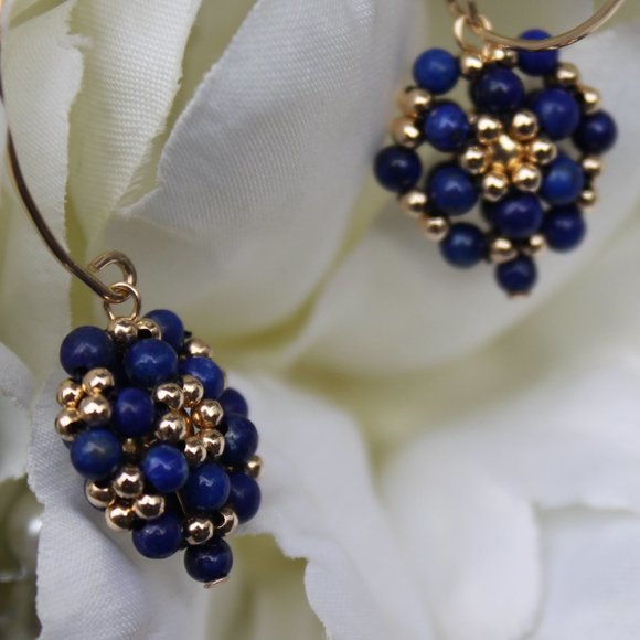 Lapis Lazuli and 14kt Gold Filled Dangle Earrings - Picture 10 of 16
